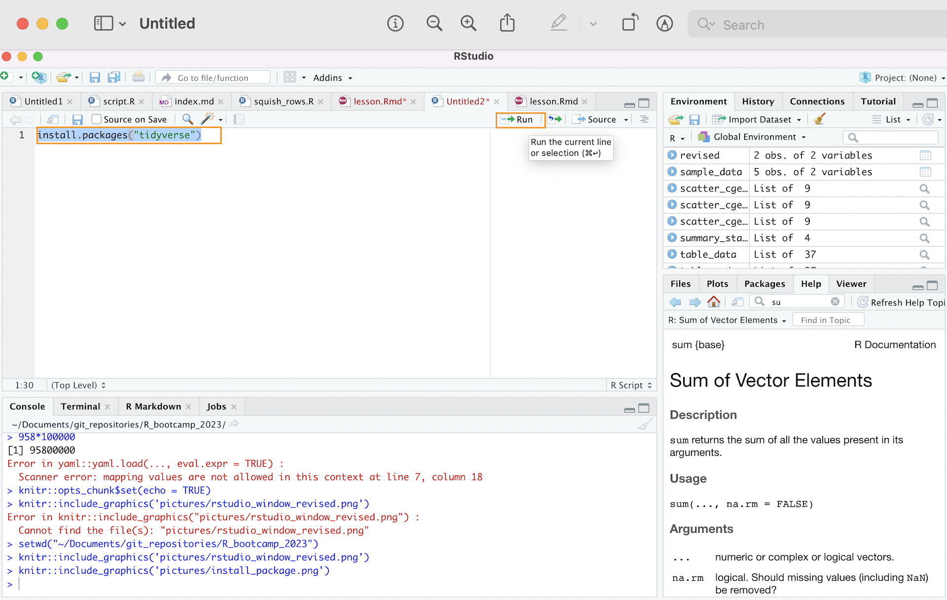 Installing tidyverse in R Script