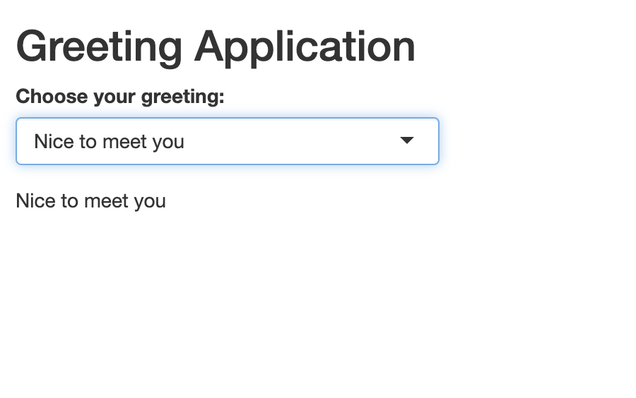 Figure 11. Text output after selecting an input from the dropdown menu