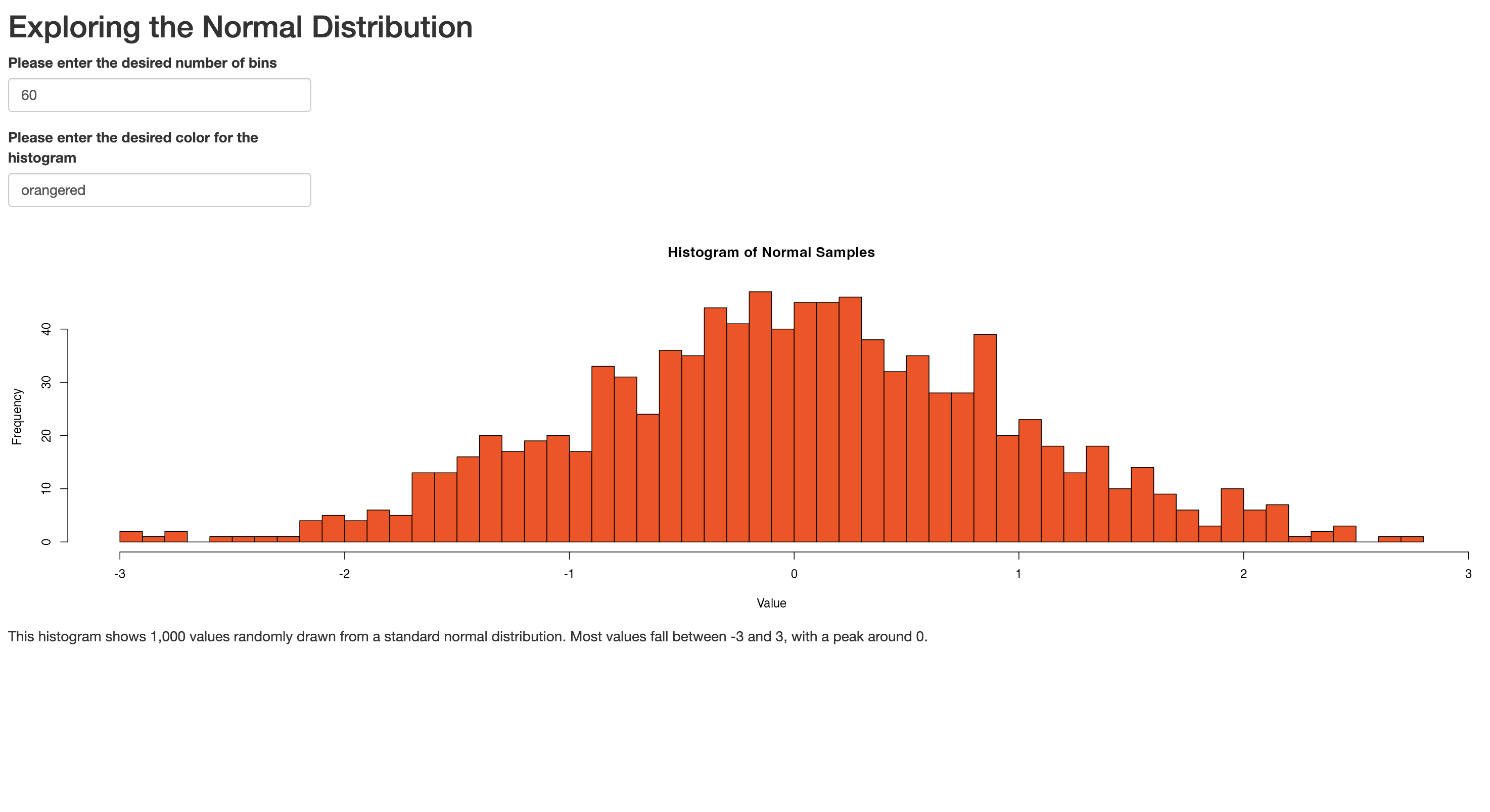 Figure 21. Interactively changing number of bins and colors