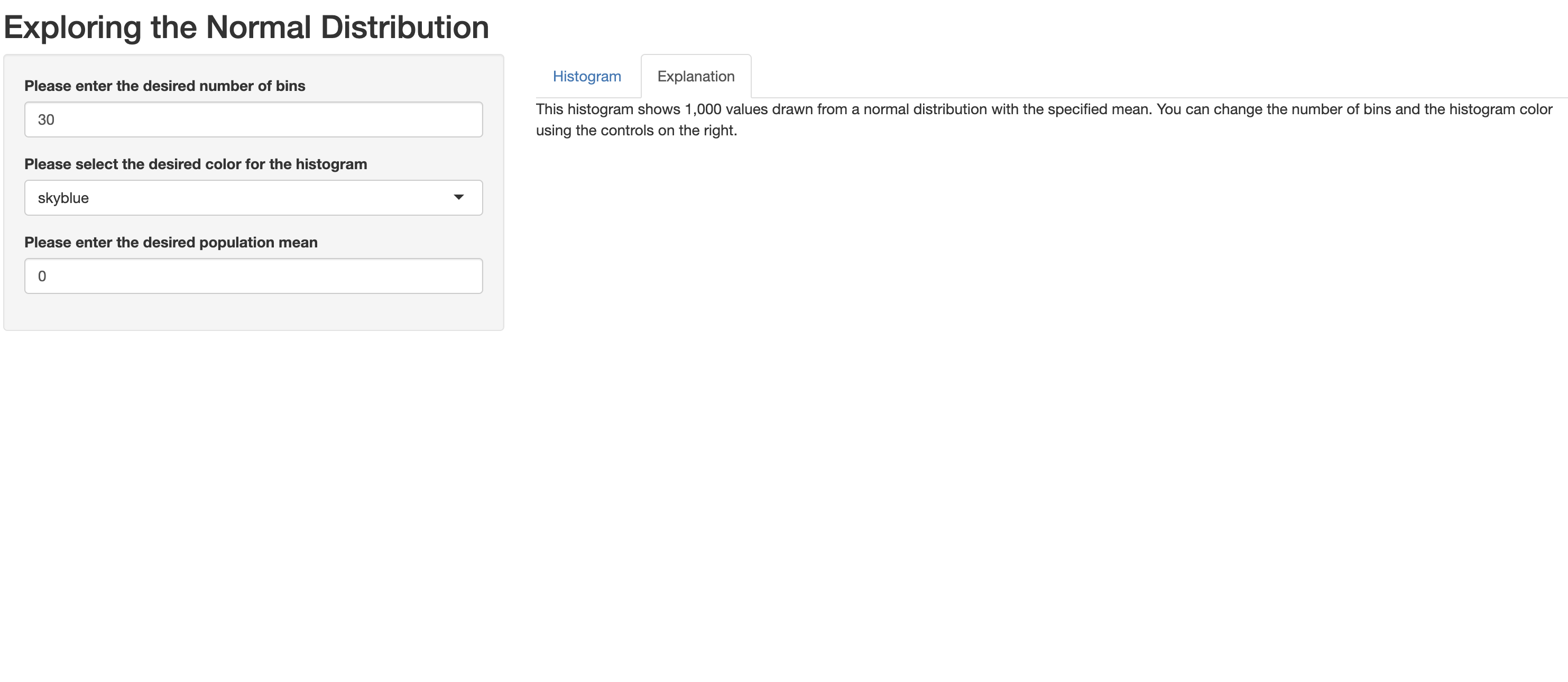 Figure 27. Tab based app with Explanation tab open