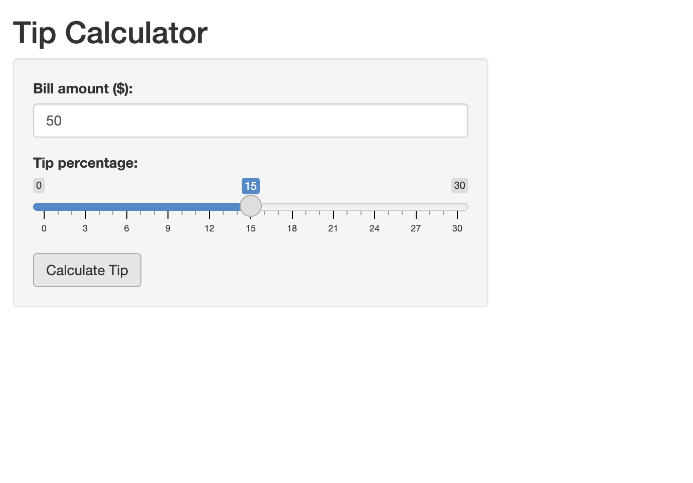 Figure 31. Tip calculator with activation button