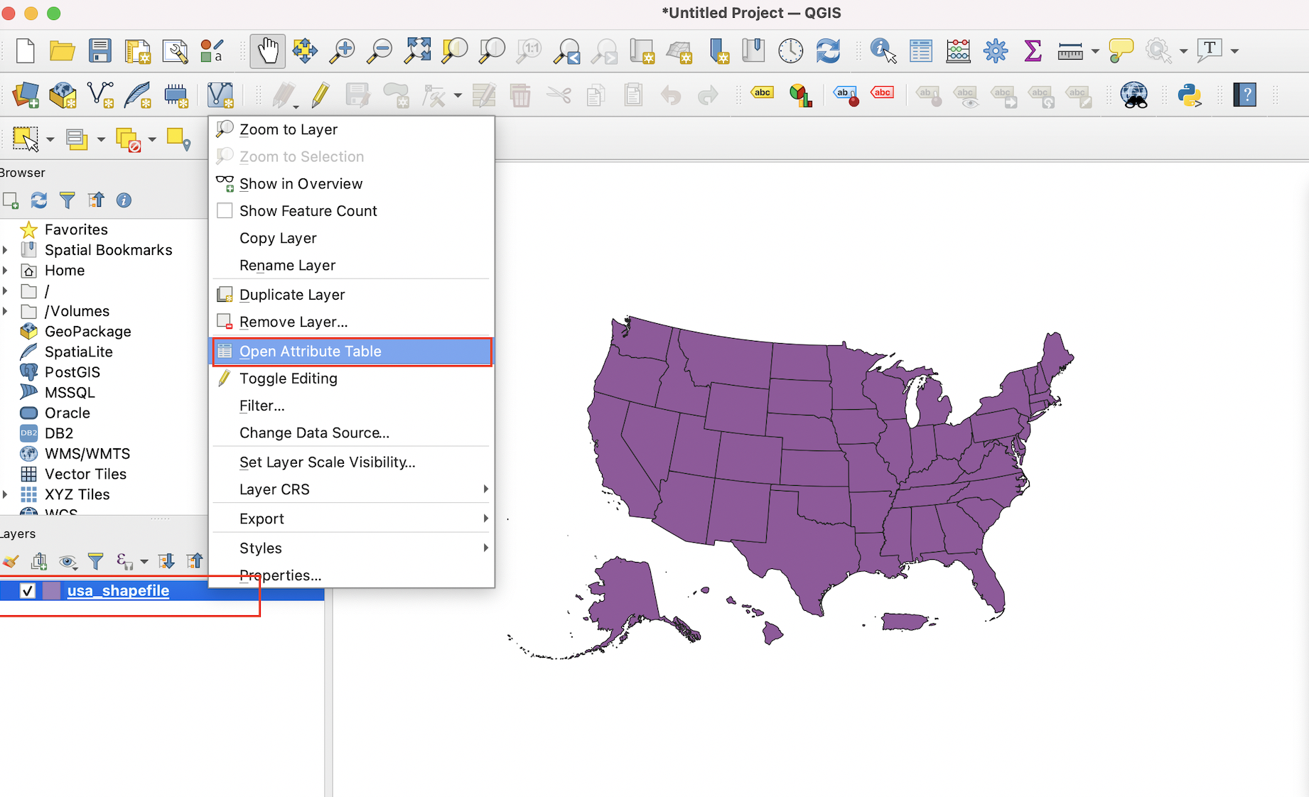 Open the the shapefile's attribute table