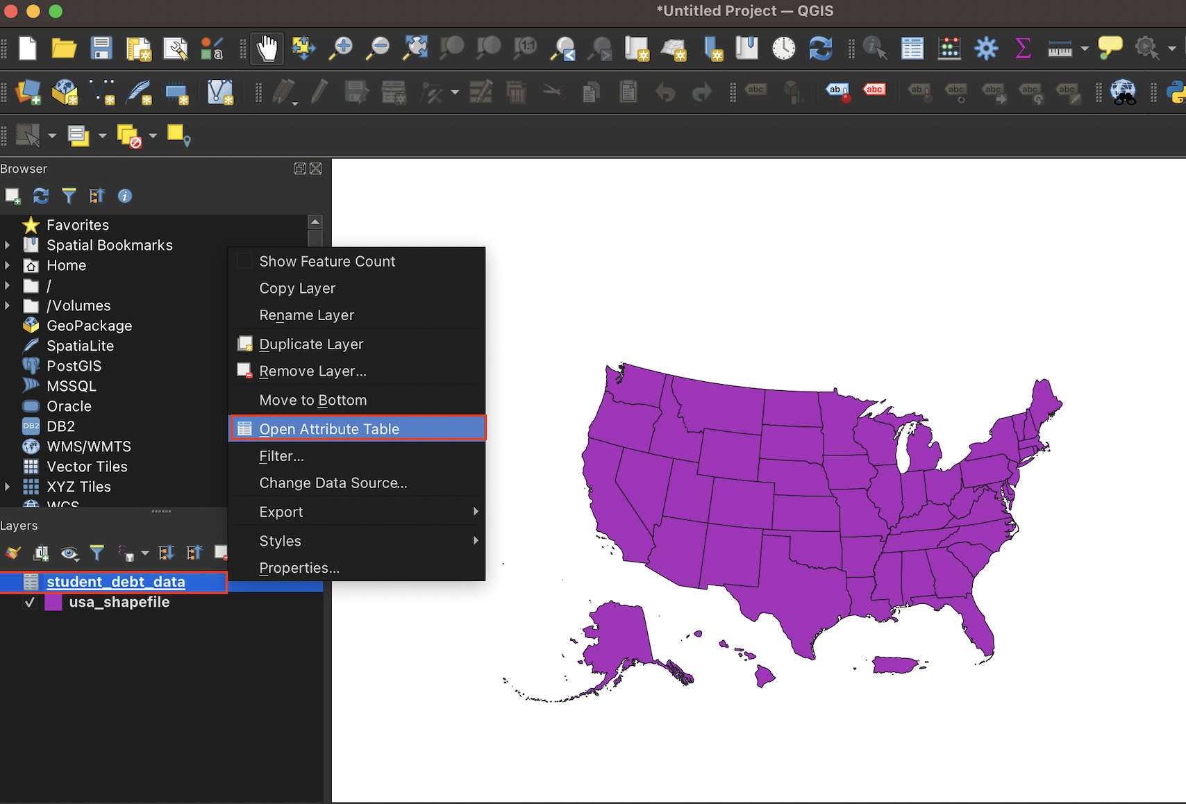 Open the CSV file within QGIS