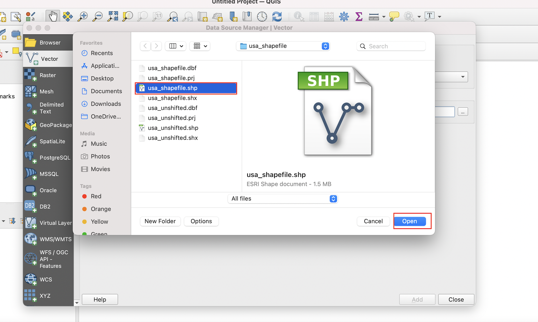 Select shapefile from directory