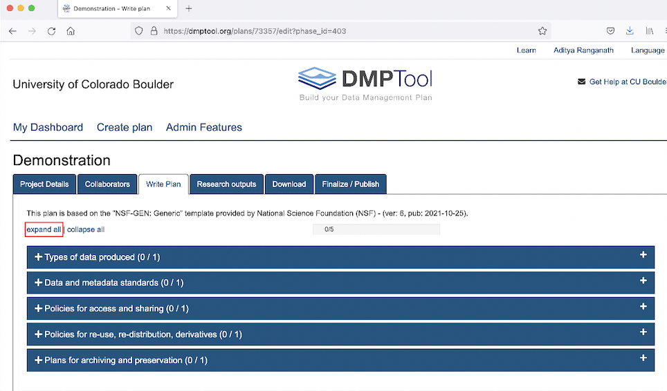 Write DMP sections