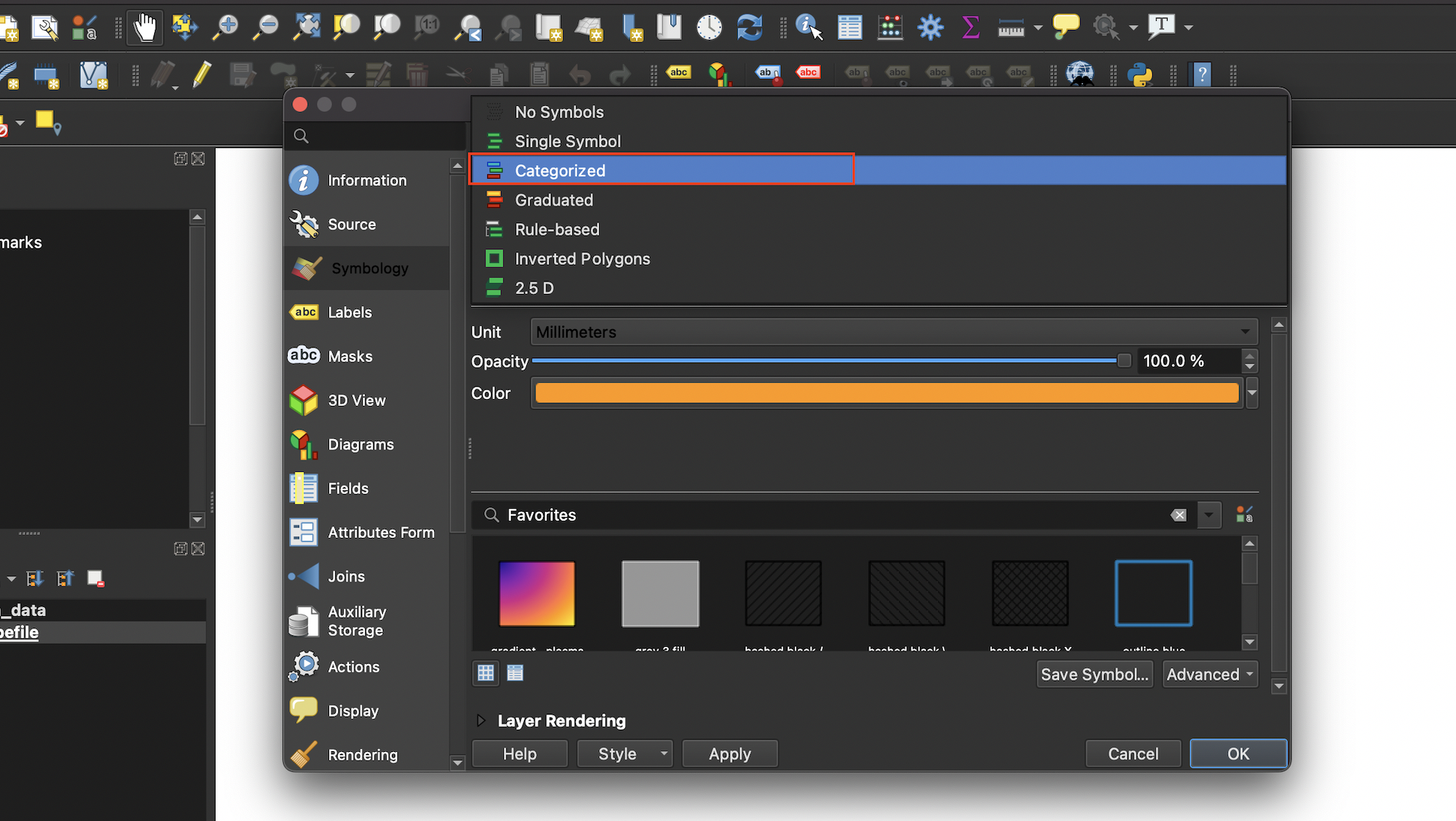 Select classification scheme from menu bar; here, 'Categorized'