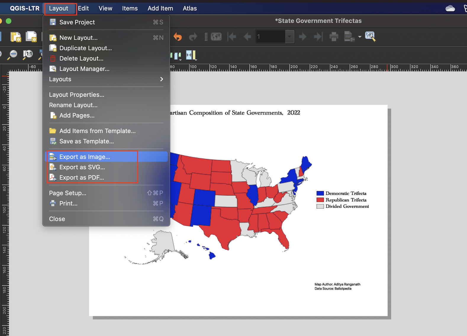 Exporting a completed map from QGIS