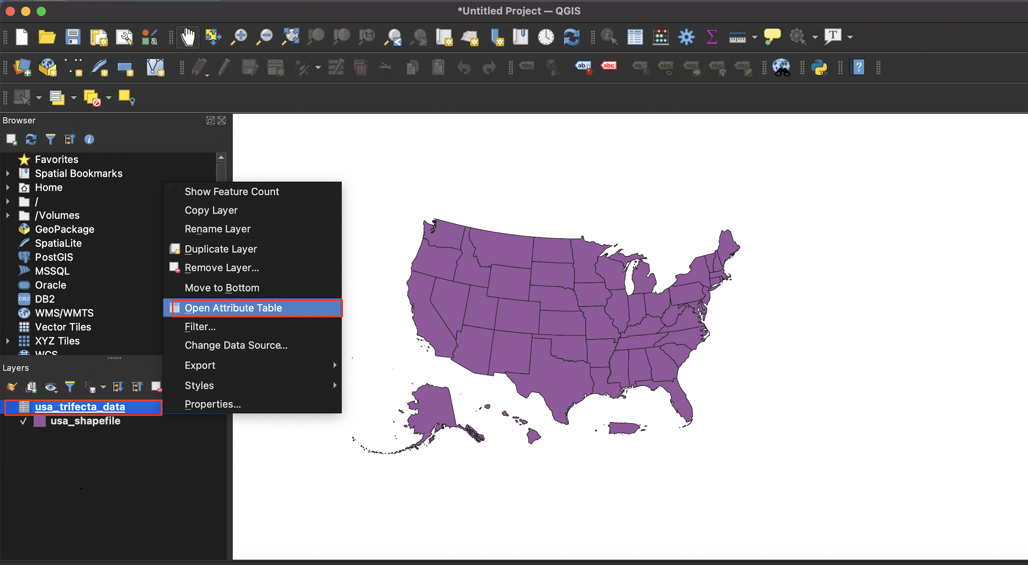 Open the CSV file within QGIS